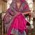 Rani pink silk blend floral print saree with blouse