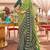Parrot green & dark green silk blend patola print saree with blouse