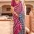 Dark pink & navy blue silk blend patola print saree with blouse