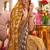 Mustard & brown silk blend patola print saree with blouse