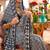 Blue & grey silk blend patola print saree with blouse