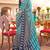 Sky blue & navy blue silk blend patola print saree with blouse