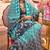 Sky blue & navy blue silk blend patola print saree with blouse