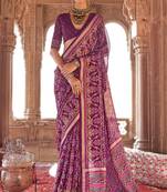 Wine georgette patola print saree with blouse