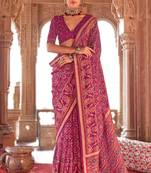 Magenta georgette patola print saree with blouse