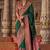 Green silk blend print with glory finish saree with blouse