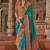 Aqua blue silk blend print with glory finish saree with blouse