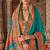 Aqua blue silk blend print with glory finish saree with blouse