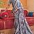 Light grey silk blend floral print saree with blouse