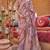 Dusty peach silk blend floral print saree with blouse