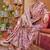 Dusty peach silk blend floral print saree with blouse
