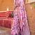 Pink silk blend floral print saree with blouse