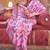 Pink silk blend floral print saree with blouse