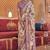 Cream silk blend floral print saree with blouse