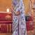 Off white silk blend floral print saree with blouse