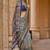 Multicolor silk blend ajrakh print croma finish saree with blouse