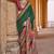 Green silk blend ajrakh print croma finish saree with blouse