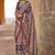 Multicolor silk blend ajrakh print croma finish saree with blouse