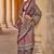 Multicolor silk blend ajrakh print croma finish saree with blouse