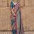 Multicolor silk blend ajrakh print croma finish saree with blouse