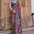 Maroon silk blend ajrakh print croma finish saree with blouse