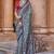 Multicolor silk blend ajrakh print croma finish saree with blouse