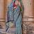 Multicolor silk blend ajrakh print croma finish saree with blouse