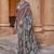 Multicolor silk blend ajrakh print croma finish saree with blouse