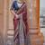 Chocolate silk blend ajrakh print croma finish saree with blouse