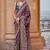 Dark magenta silk blend ajrakh print croma finish saree with blouse