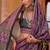 Dark magenta silk blend ajrakh print croma finish saree with blouse