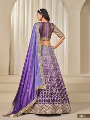 Purple Embriodered Heavy Chinon silk blend Designer Lehenga With Blouse 4