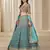 turquoise embriodered heavy chinon silk lehenga set with blouse and dupatta