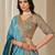 Turquoise Embriodered Heavy Chinon Silk Designer Semi Stitched Lehenga With Blouse
