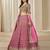 Pink Embriodered Heavy Chinon Silk Designer Semi Stitched Lehenga With Blouse