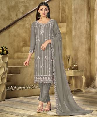 Mehendi  embroidered faux georgette salwar suit 4