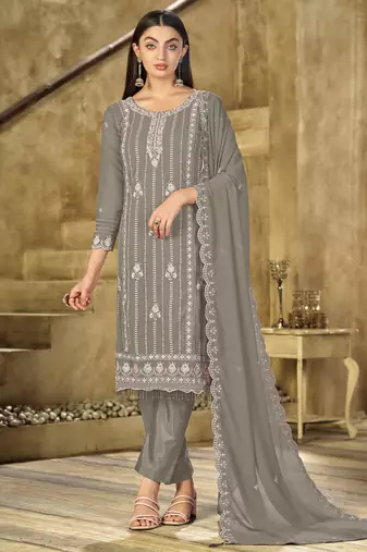 Mehendi  embroidered faux georgette salwar suit