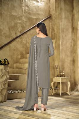 Mehendi  embroidered faux georgette salwar suit 5