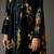 Black printed chanderi silk kurta set