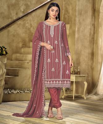 Gajari embroidered faux georgette salwar suit 5