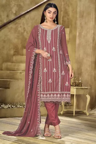 Gajari embroidered faux georgette salwar suit