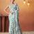 Aqua crepe printed ready to wear saree