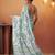 Aqua crepe printed ready to wear saree