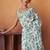 Aqua crepe printed ready to wear saree