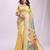 Woven jacquard yelllow linen cotton saree