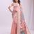 Woven jacquard peach linen cotton saree