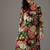 Black floral printed chanderi silk kurta set