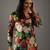 Black floral printed chanderi silk kurta set