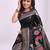Woven jacquard black linen cotton saree