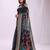 Woven jacquard black linen cotton saree